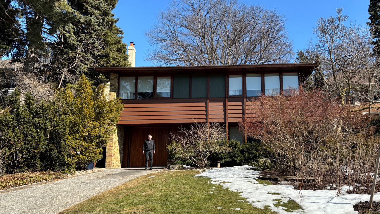 Bunker in front of his home