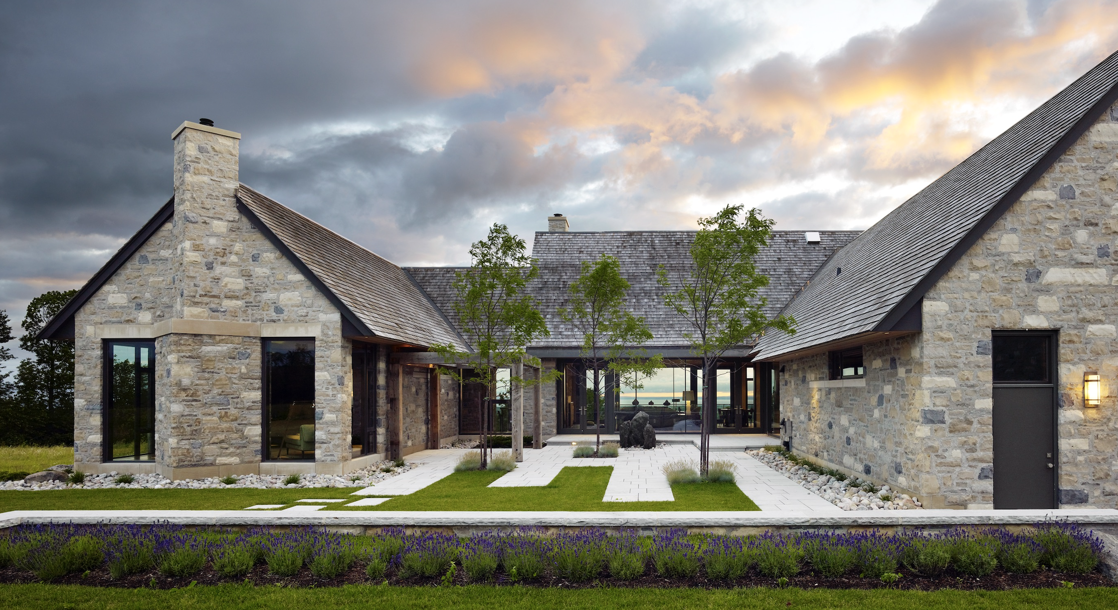 Exterior of building with stone