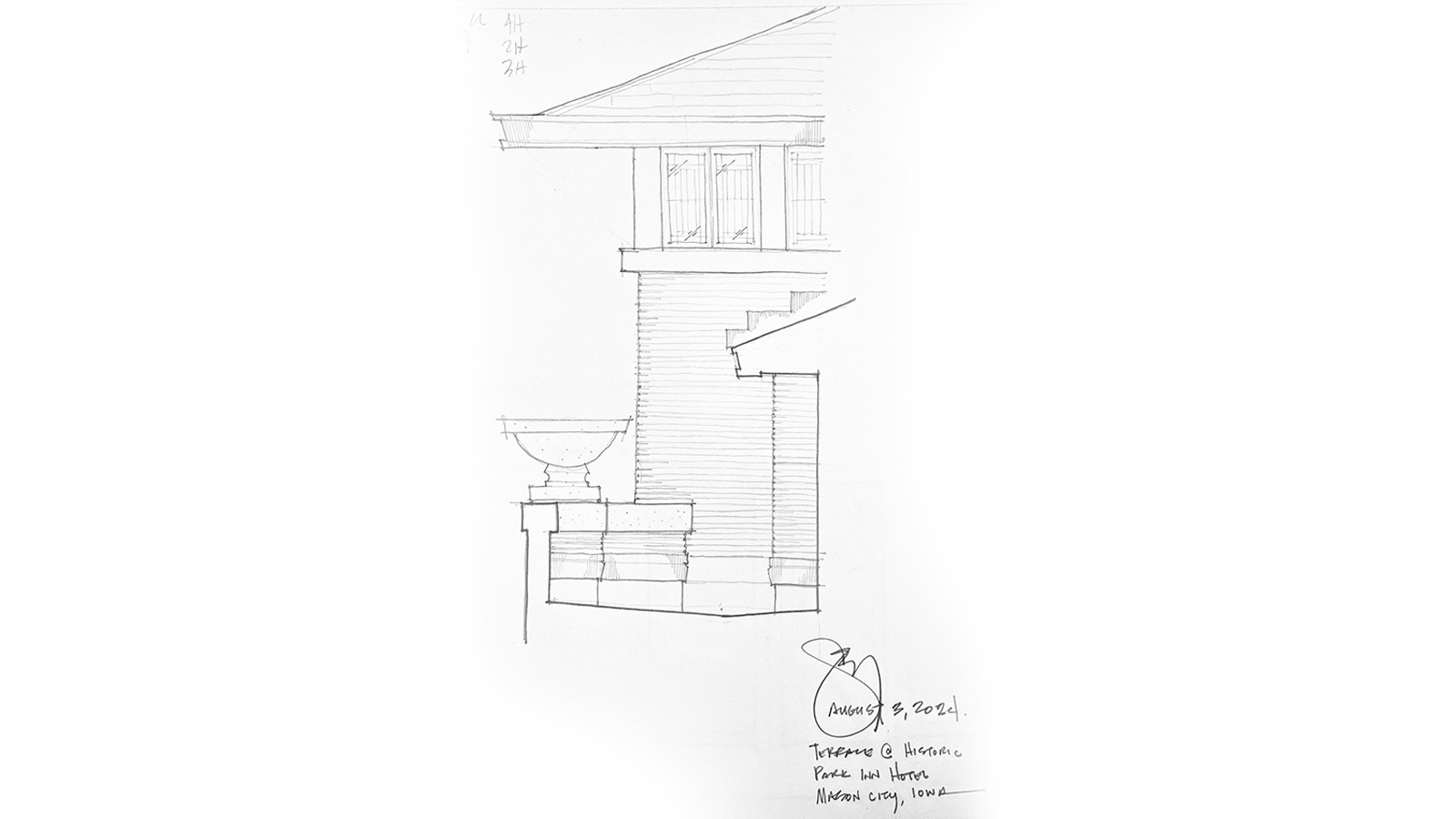 Sketch by Dory Azar of the Historic Park Inn Hotel